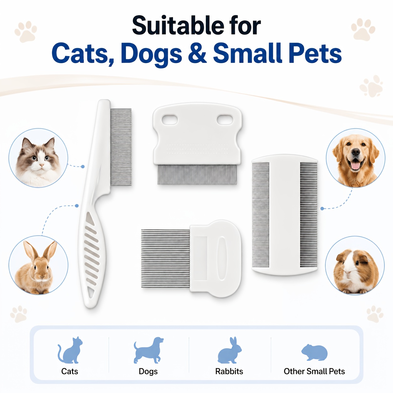 Flea Comb Fine Tooth Pet Tear Stain - 4 peines para mascotas: peine para