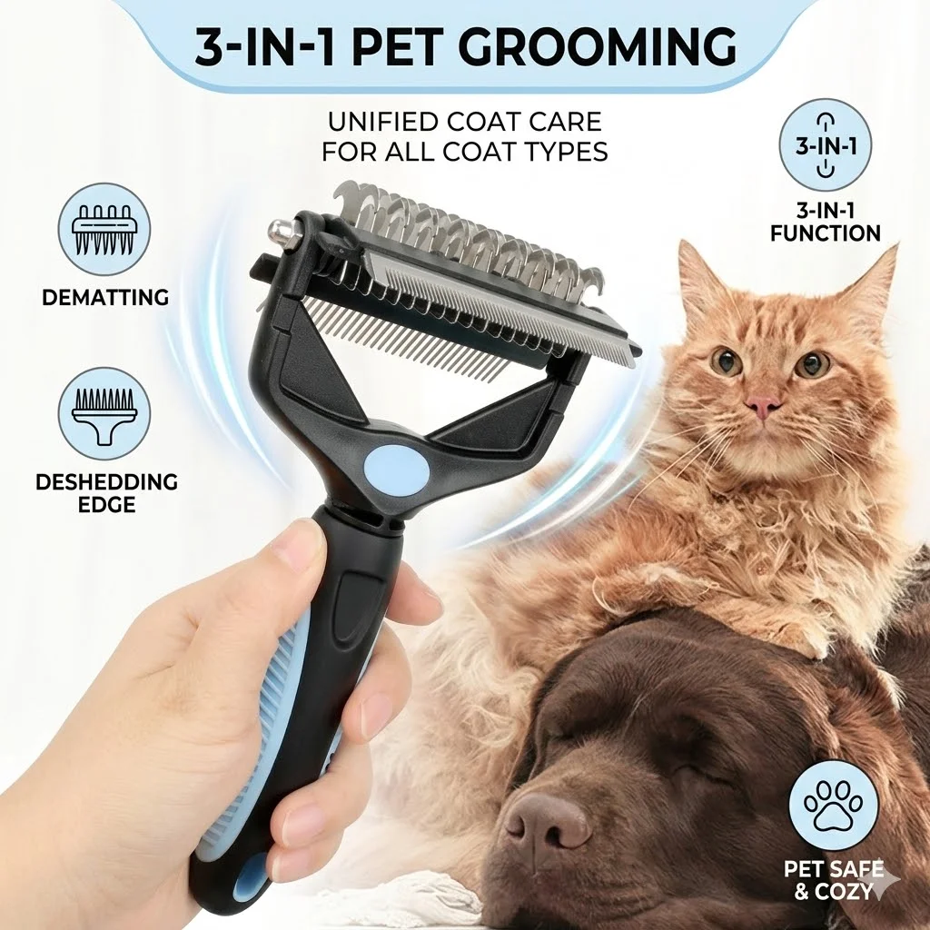 Undercoat Rake Dematting Tool Dog Shedding - Cepillo 3 en 1 para Eliminar