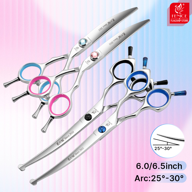 Professional Pet Grooming Scissors Curved - Tijeras Profesionales para Peluquería Canina Fenice,