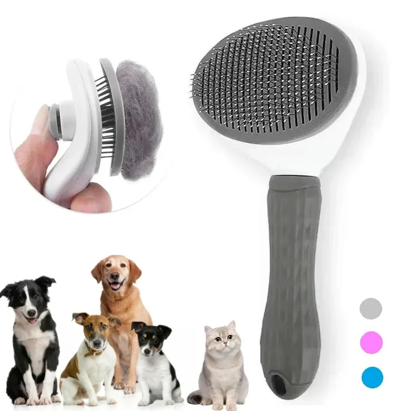 Slicker Brush Self Cleaning Pet Grooming - Peine Autolimpiante para Eliminar Pelo de