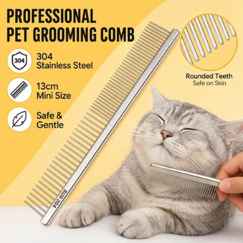 Flea Comb Fine Tooth Pet Tear Stain - Peine de acero inoxidable 304 para