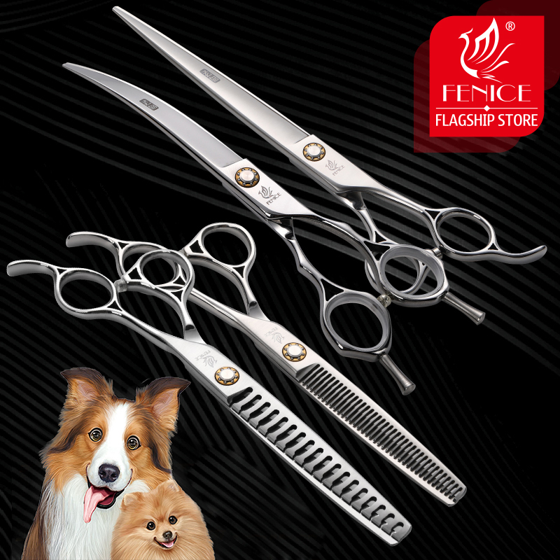 Professional Pet Grooming Scissors Curved - Fenice-Juego de tijeras de aseo profesional