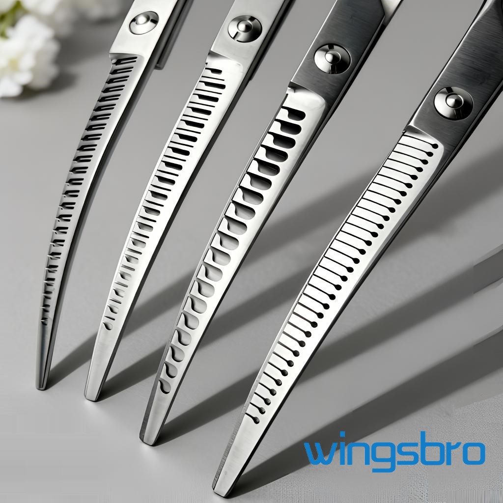 Professional Pet Grooming Scissors Curved - Tijeras curvas Wingsbro de 8 pulgadas