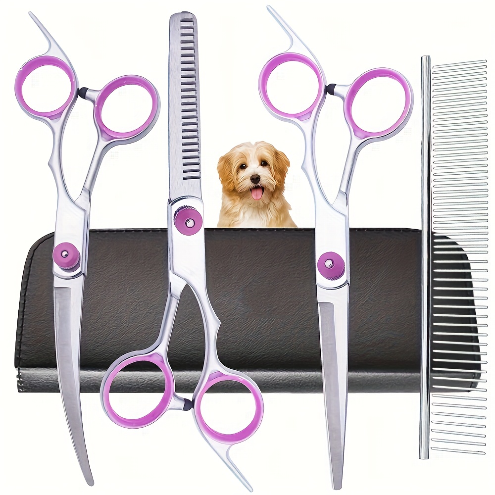 Professional Pet Grooming Scissors Curved - Juego de 5 Tijeras Profesionales para