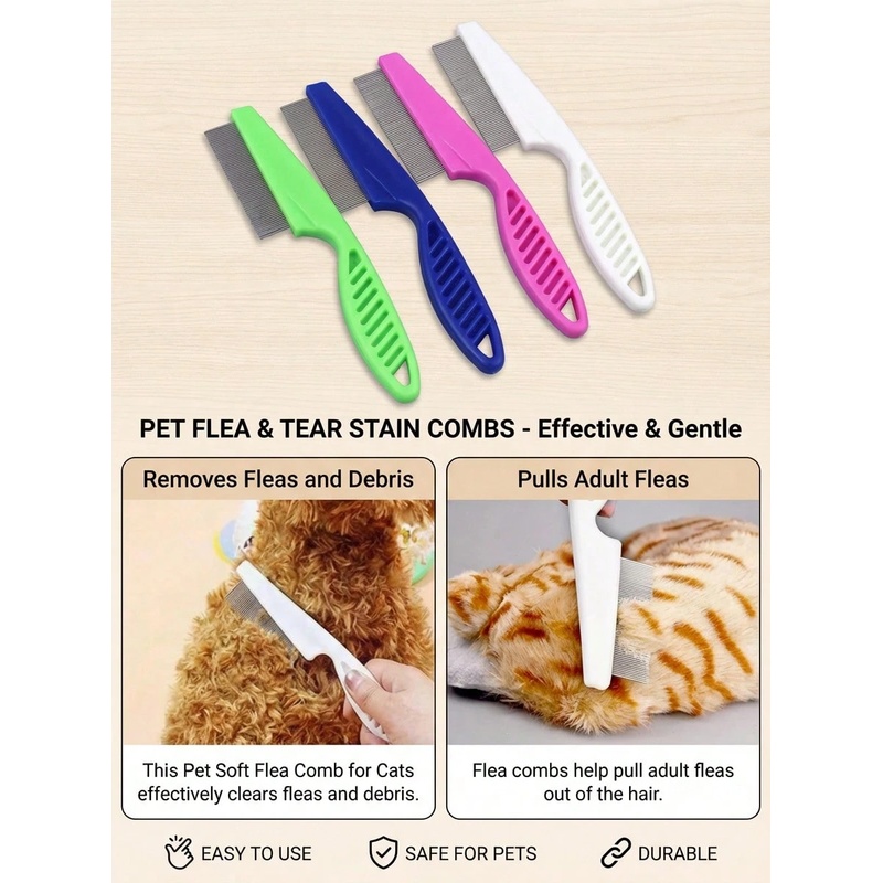 Peine de Acero Inoxidable de D - Flea Comb Fine Tooth Pet Tear Stain reseña y precio