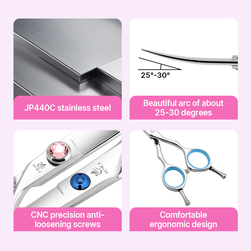 Tijeras Profesionales para Pel - Professional Pet Grooming Scissors Curved reseña y precio