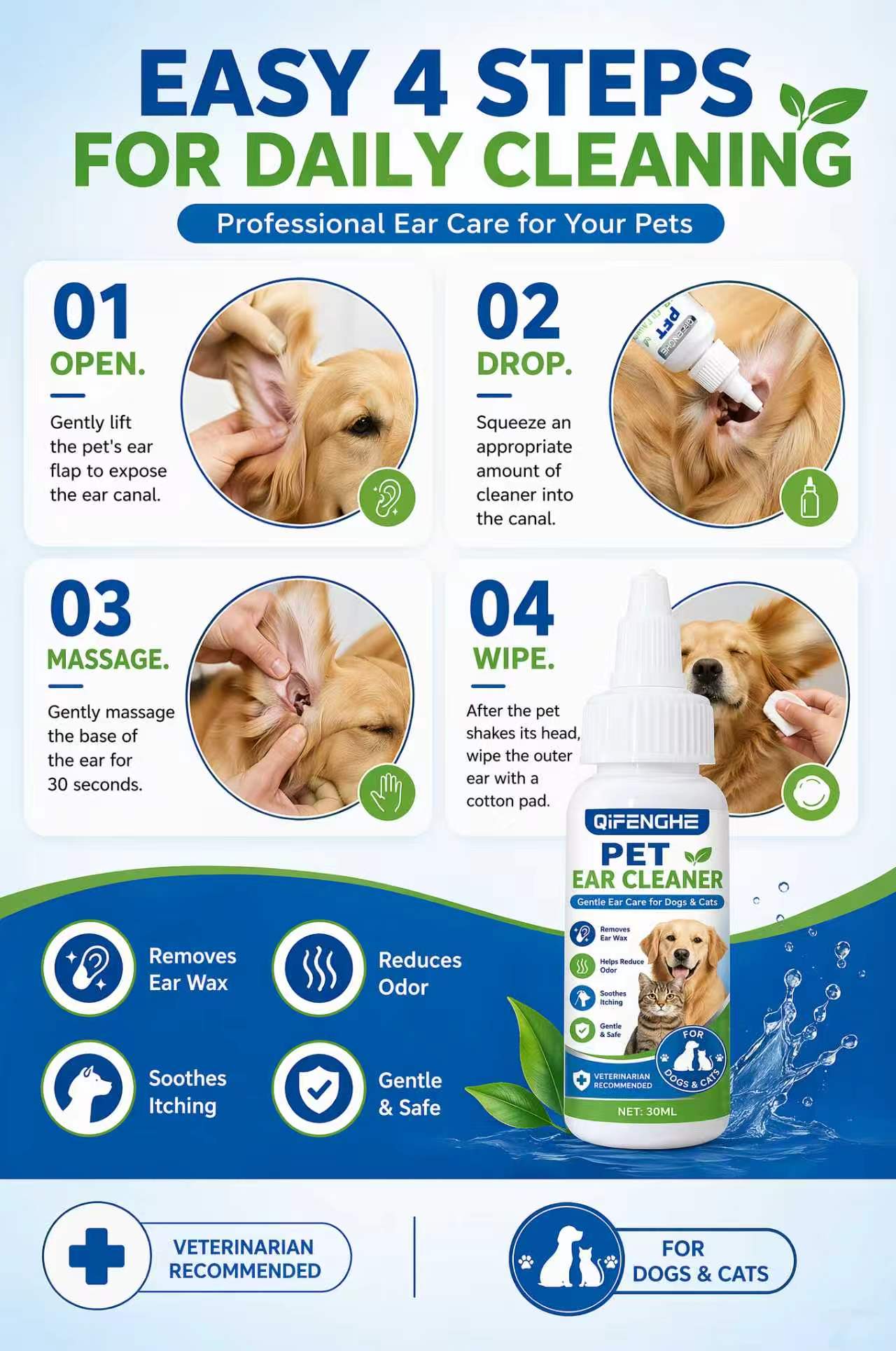 Gotas Limpiadoras de Oídos par - Dog Ear Cleaner Solution Drops Wash reseña y precio