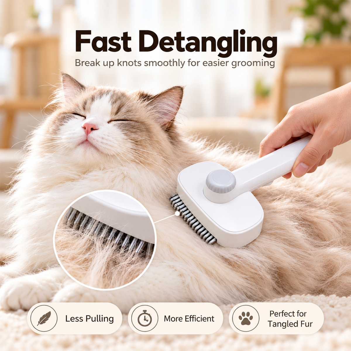 1 unidad, cepillo 2 en 1 para  - Slicker Brush Self Cleaning Pet Grooming reseña y precio