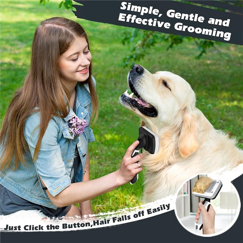 NUEVO Y POPULAR, ¡YA DISPONIBL - Slicker Brush Self Cleaning Pet Grooming reseña y precio