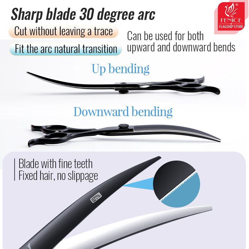 Tijeras Profesionales Fenice d - Professional Pet Grooming Scissors Curved reseña y precio