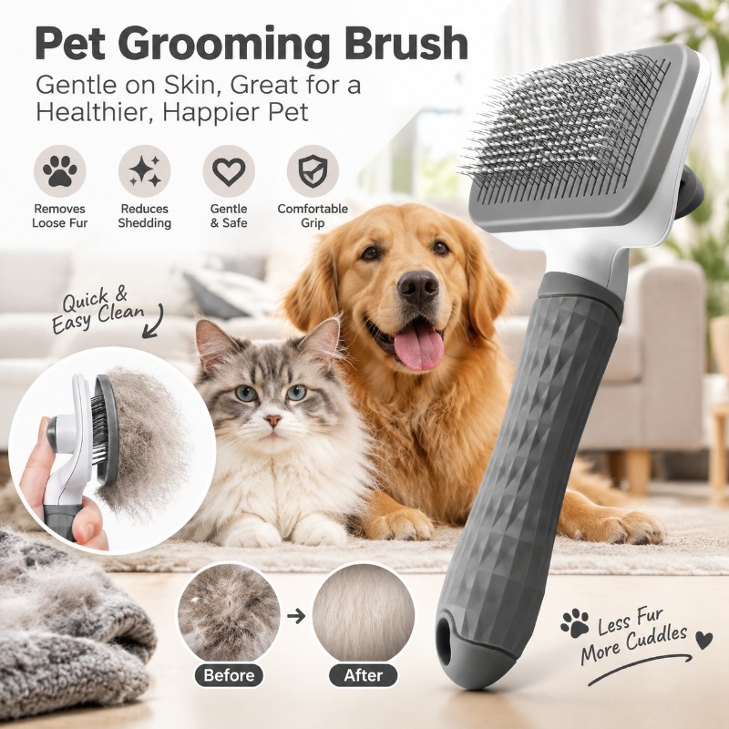 Cepillo de aseo para mascotas  - Slicker Brush Self Cleaning Pet Grooming reseña y precio