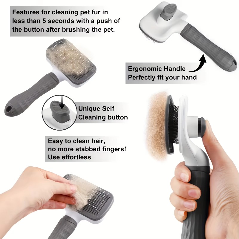 Cepillo de aseo para mascotas  - Slicker Brush Self Cleaning Pet Grooming reseña y precio