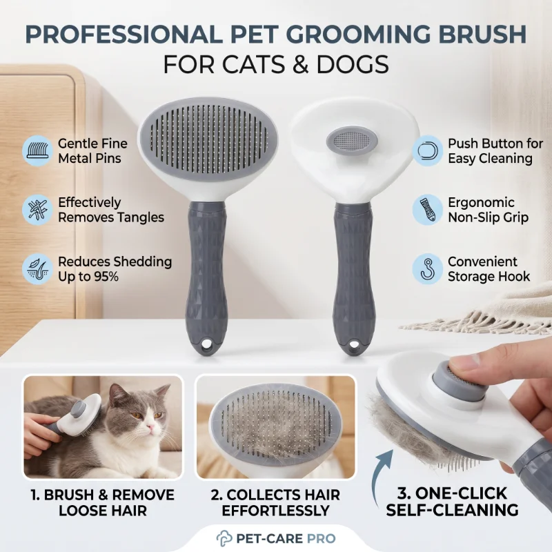 Cepillo para el aseo de perros - Slicker Brush Self Cleaning Pet Grooming reseña y precio
