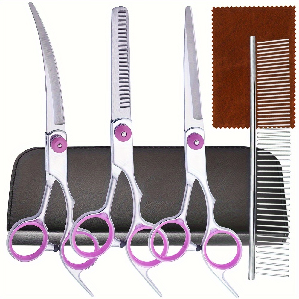 Juego de 5 Tijeras Profesional - Professional Pet Grooming Scissors Curved reseña y precio